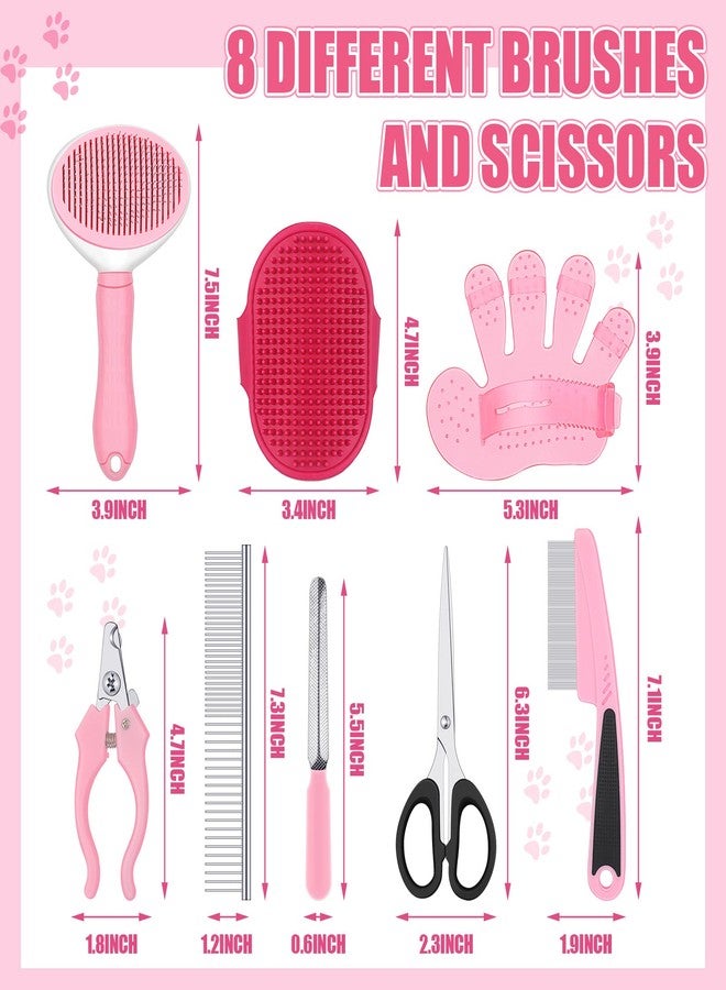 Yaomiao Dog Brush for Shedding,9 PCS in One Pet Slicker Hair Brush Kit with Pet Nail Clipper and File Dog Cat Grooming Deshedding Undercoat Rake Comb for All Small Large Dogs Cats(Fresh Color) - Image 2